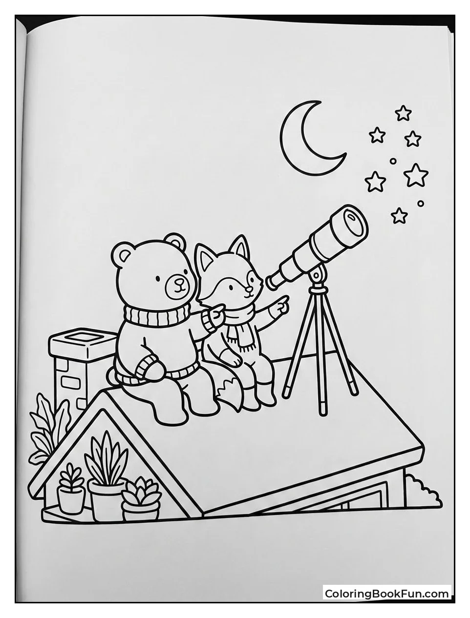 Friends Stargazing on Roof