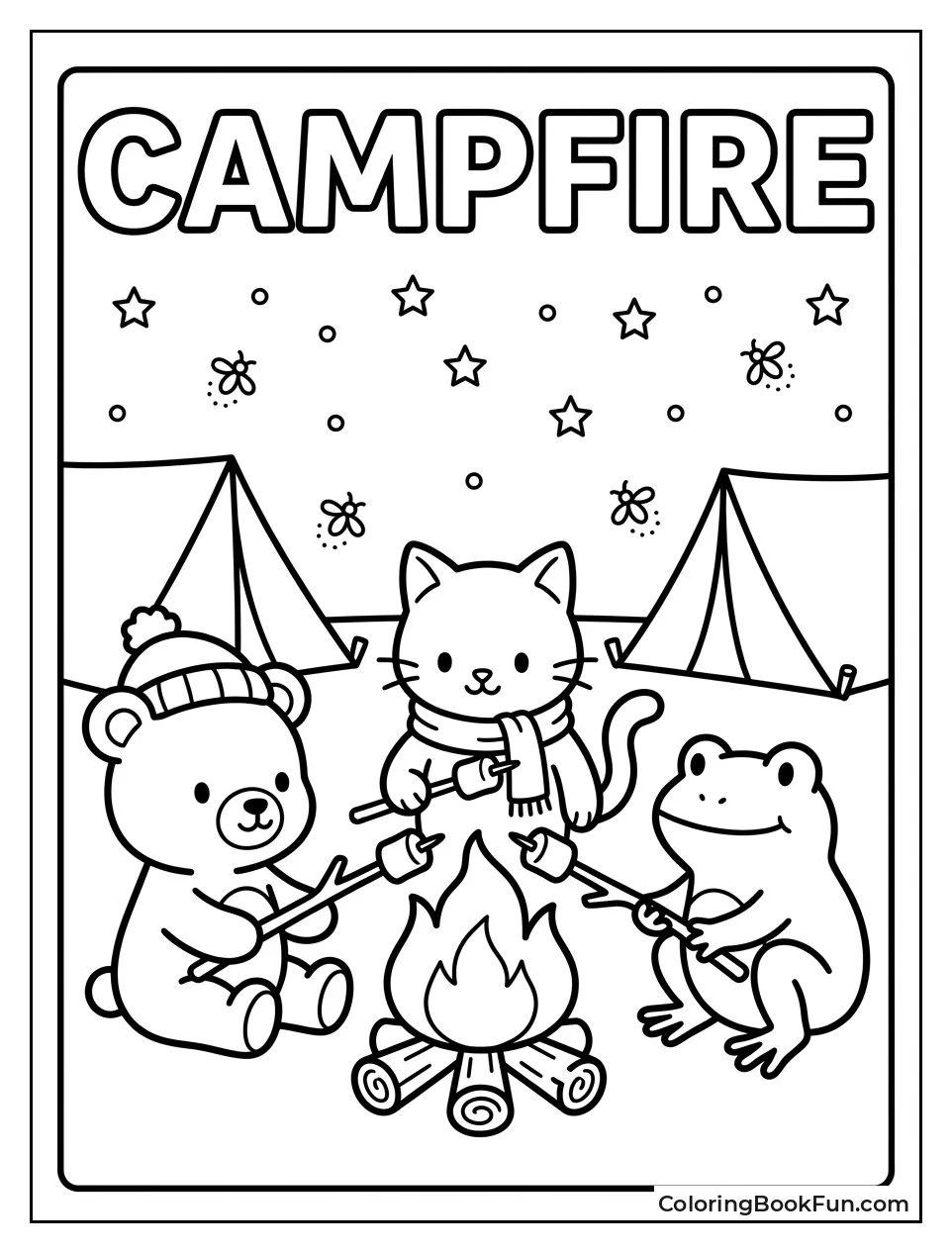 Friends Roasting Campfire Marshmallows