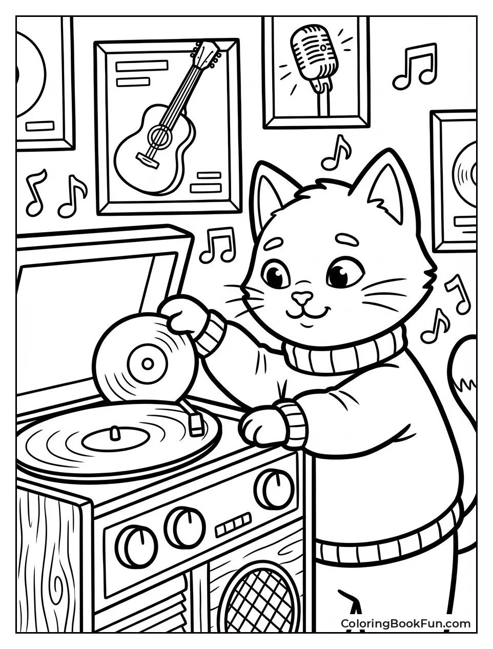 Cat Selecting Vinyl Record