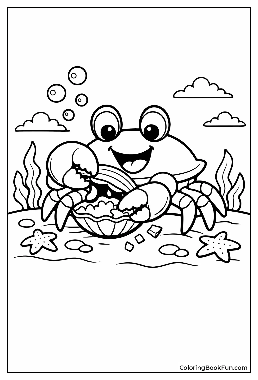 Crab Cracking Open Clam