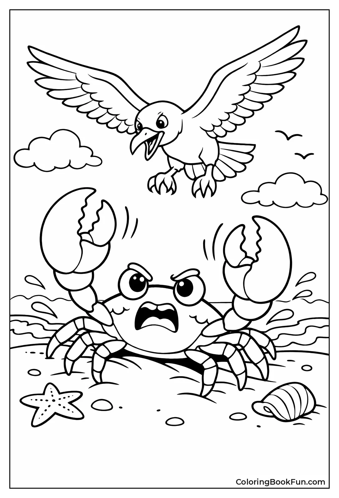 Crab Defending from Seagull