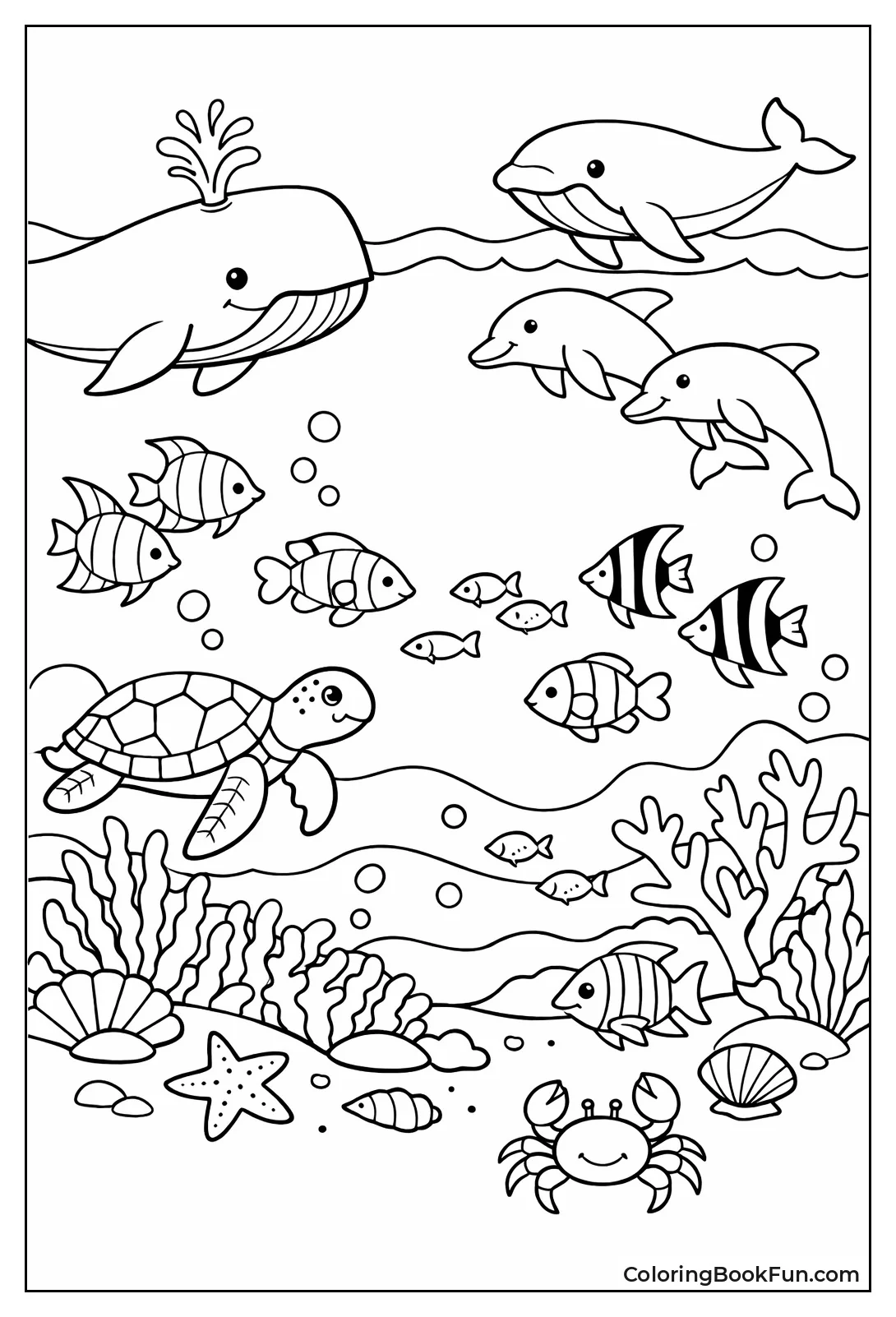 Whales Swim with Fish