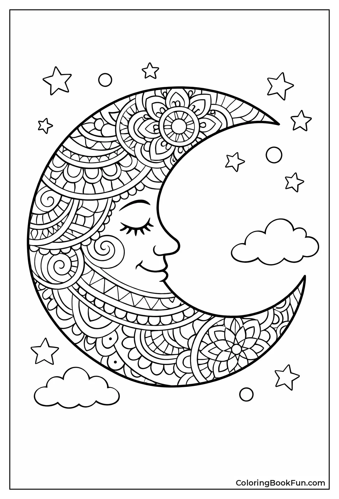 Crescent Moon with Mandala Designs