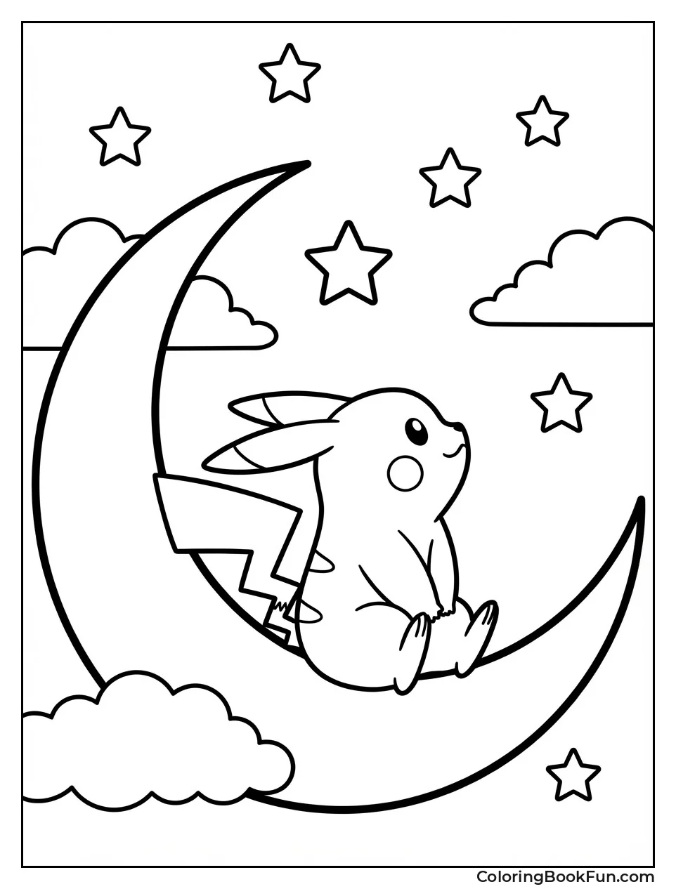 Pikachu Sits on Moon