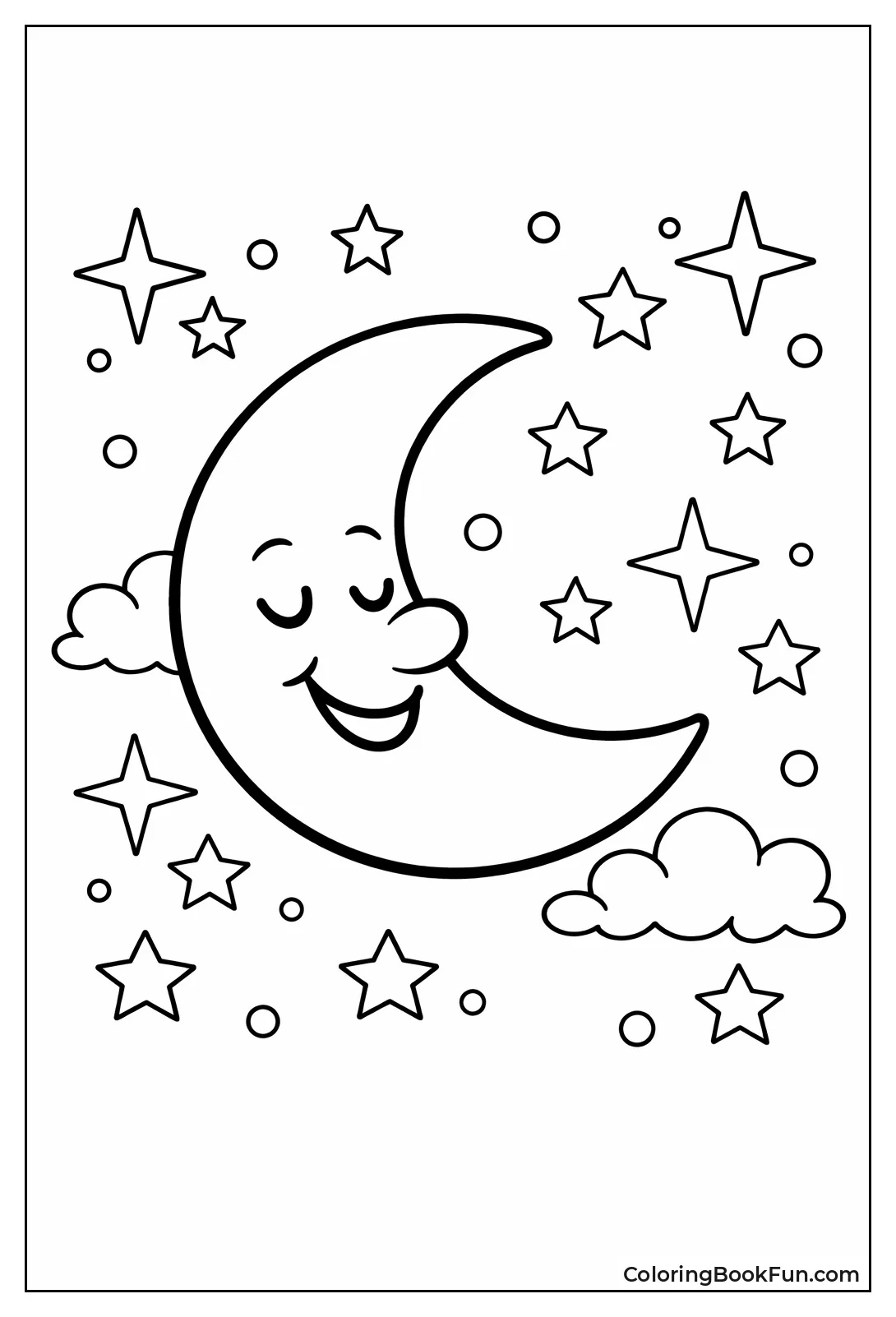 Crescent Moon with Twinkling Stars