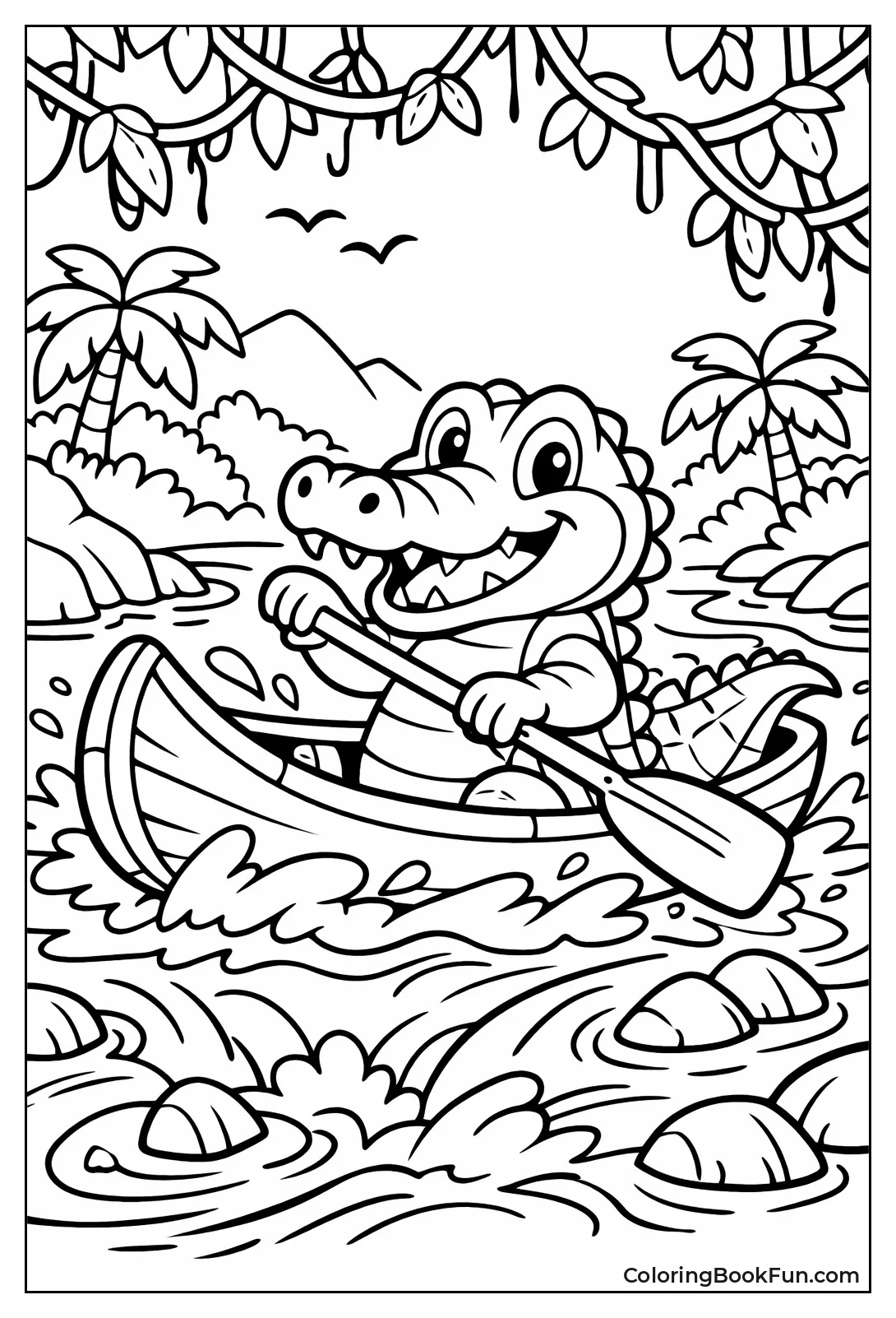 Crocodile Paddling Jungle Canoe