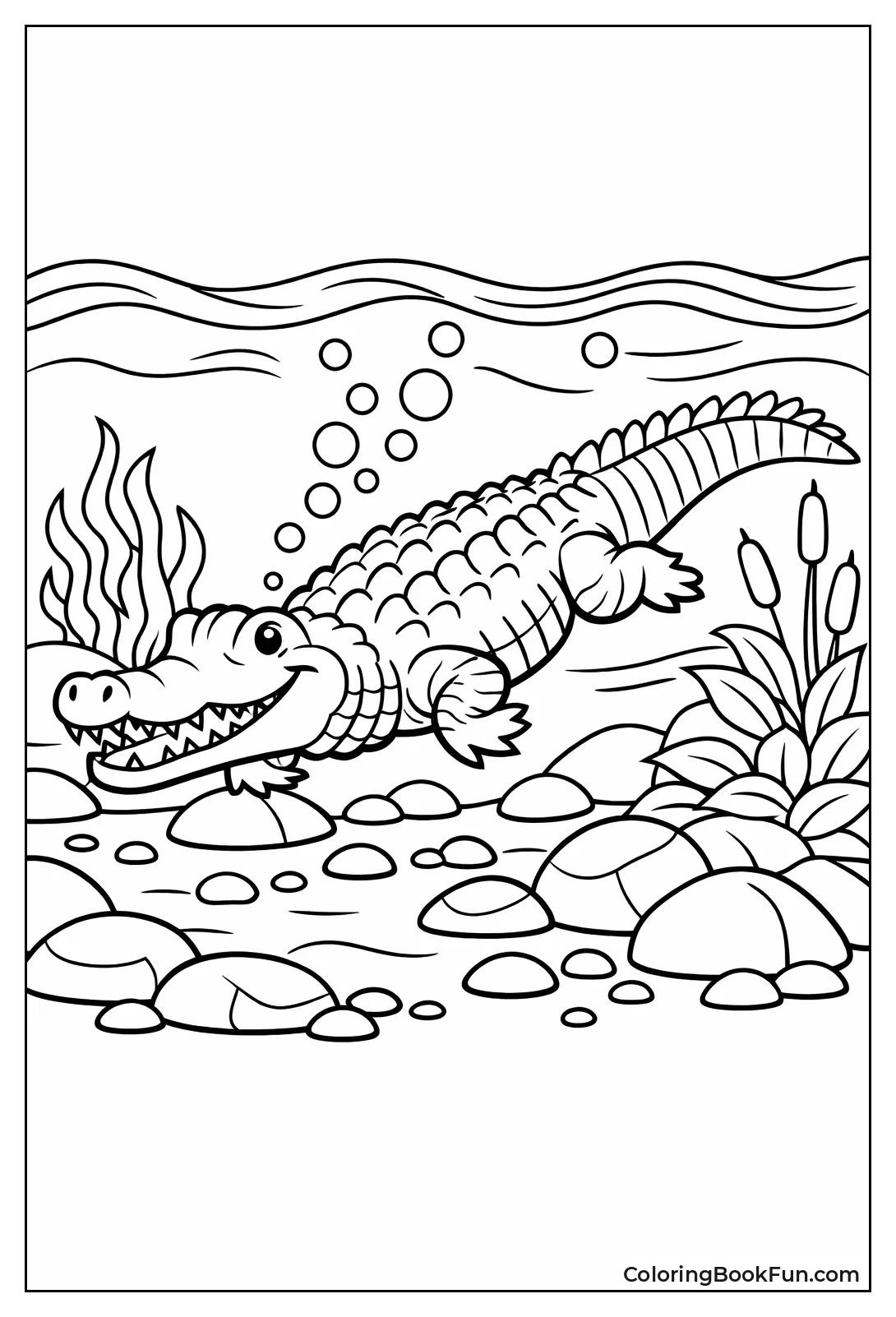 Freshwater Crocodile Gliding River