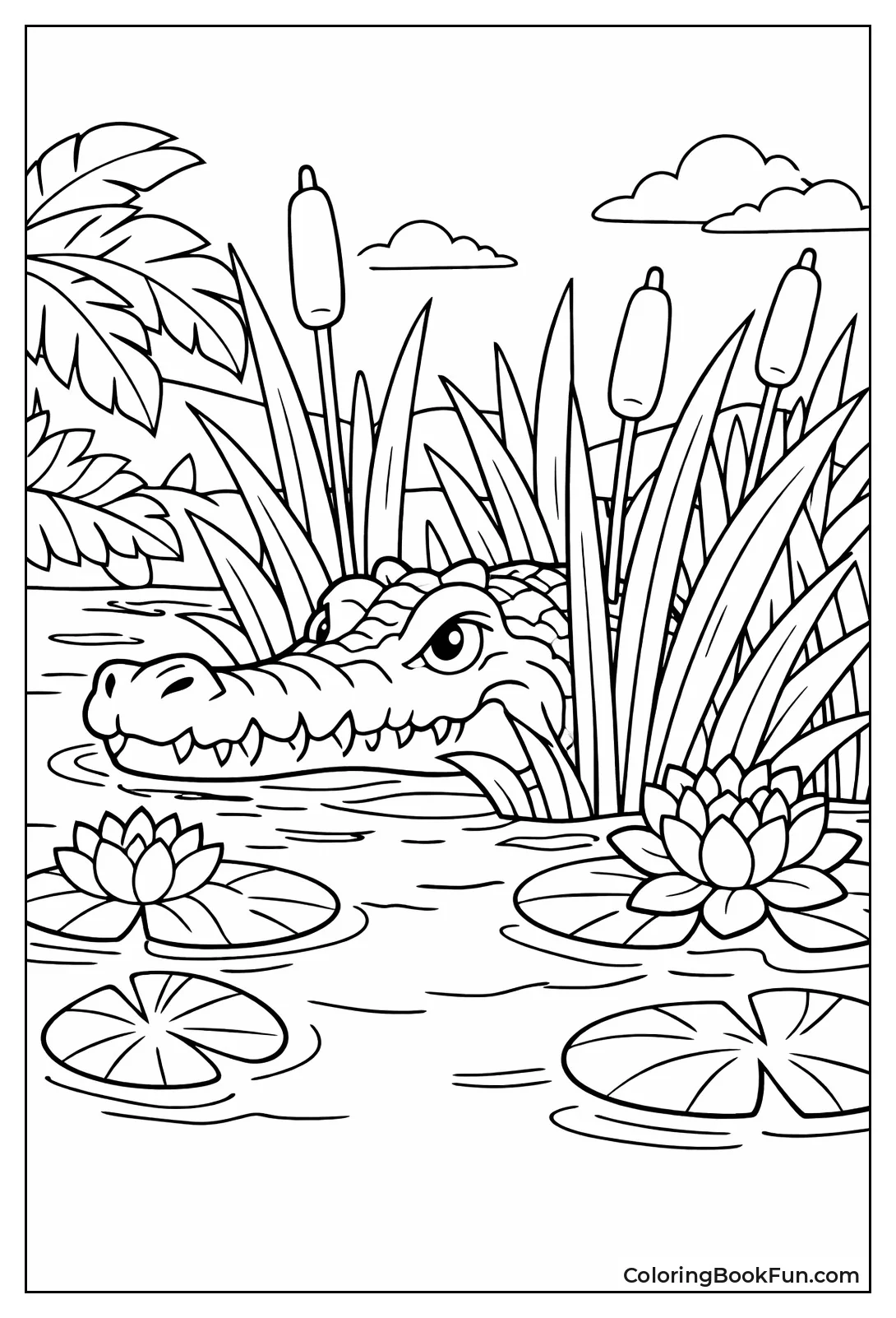 Hidden Crocodile in Reeds