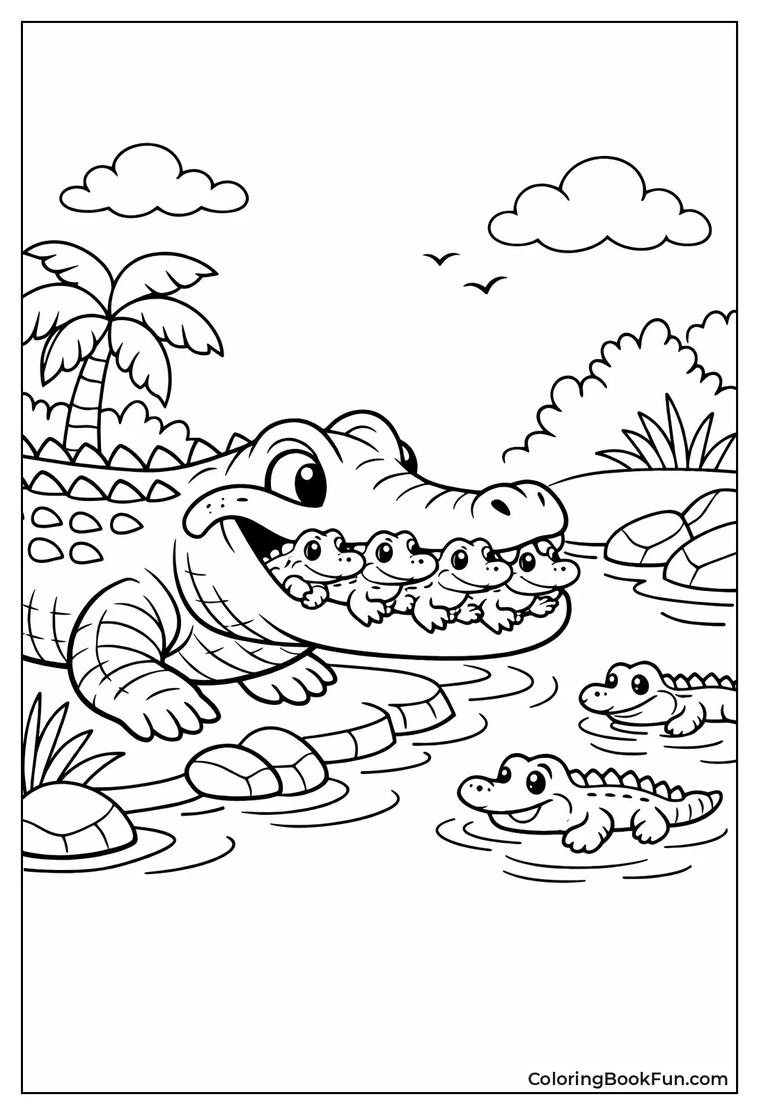 Mother Carrying Hatchlings Mouth