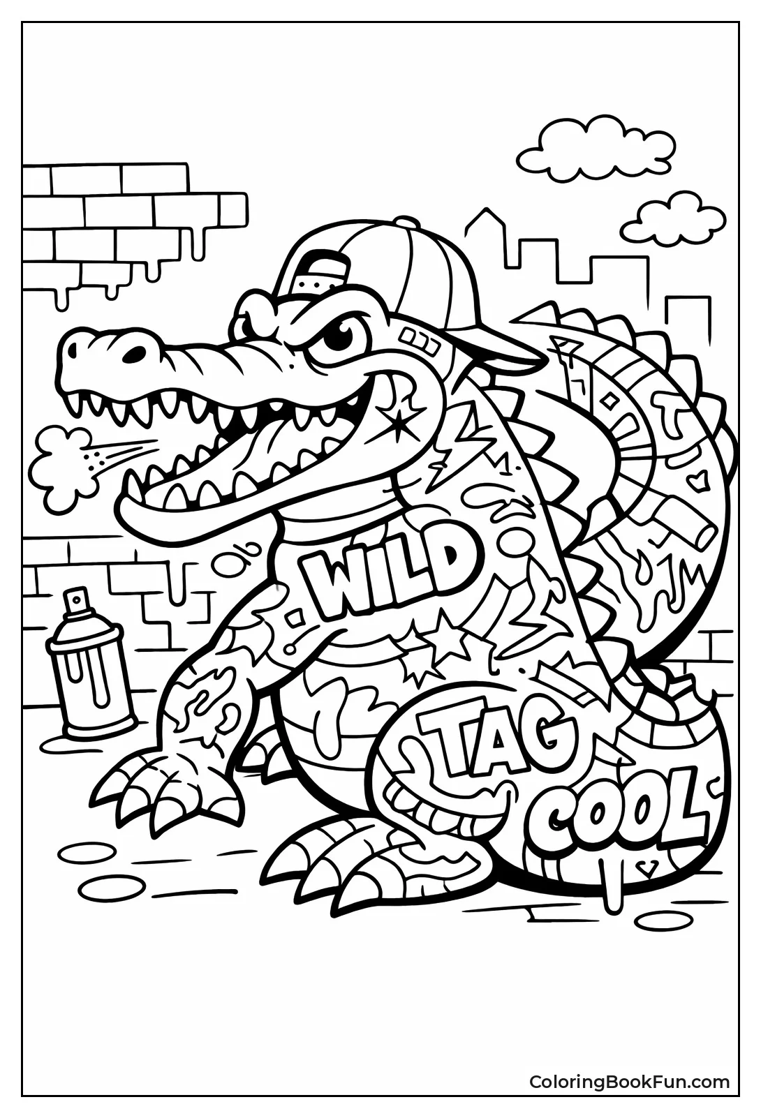 Graffiti Crocodile with Patterns