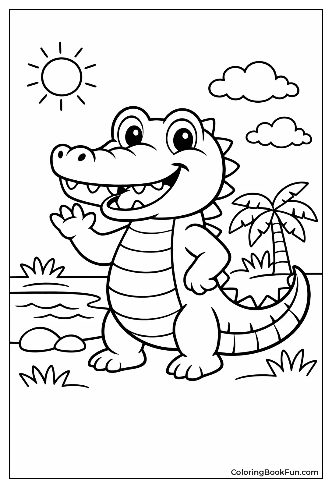 Simple Cartoon Crocodile Smiling