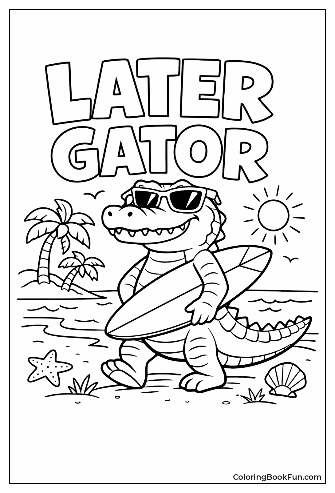 Surfer Crocodile with Sunglasses