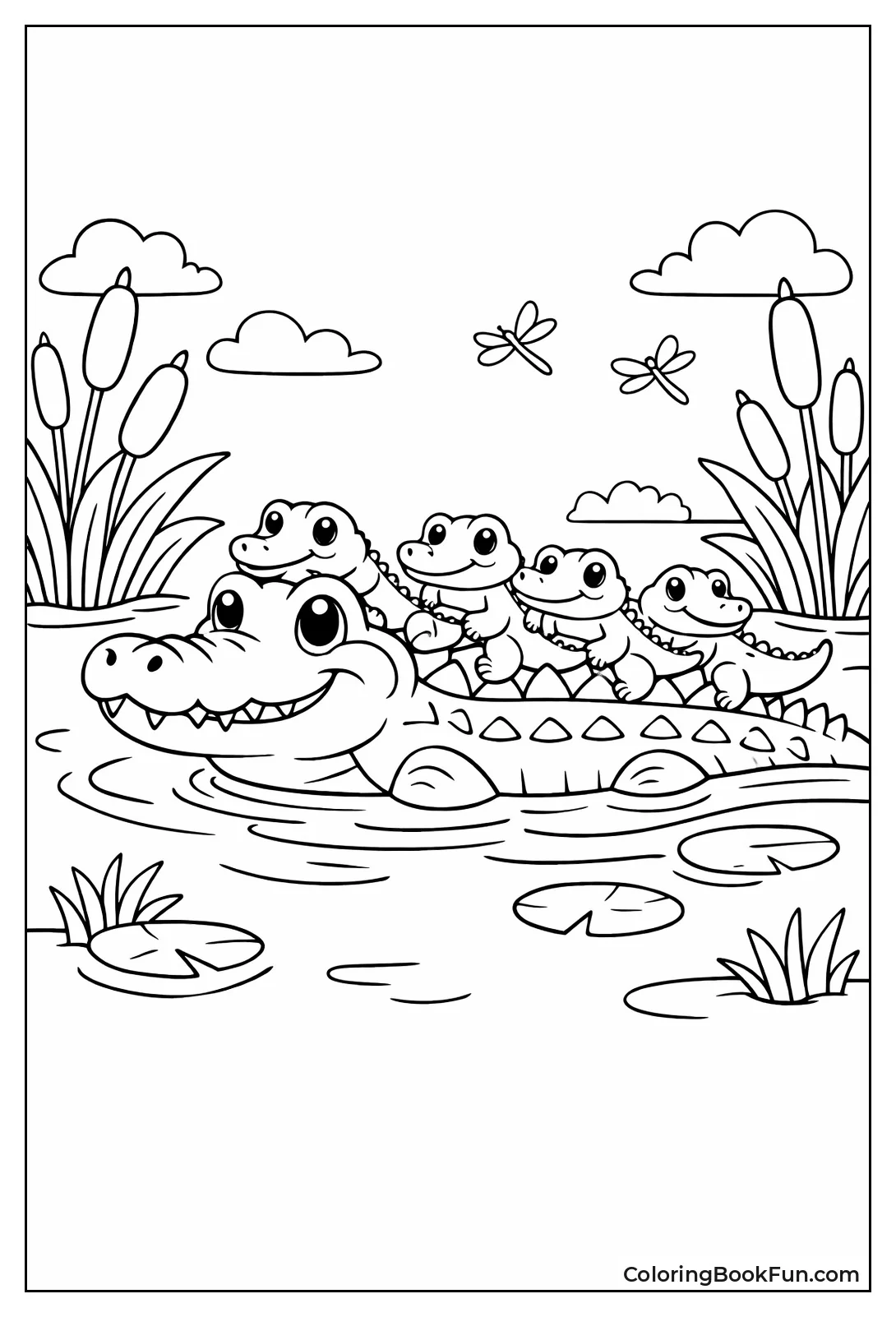 Mother Crocodile with Babies