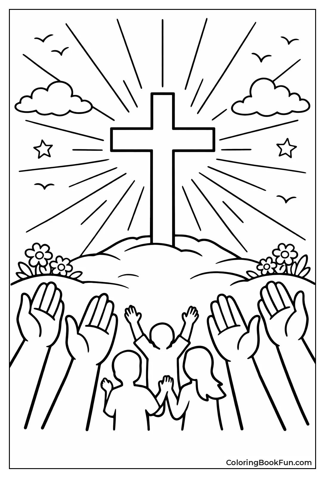 Hands Rise before Shining Cross