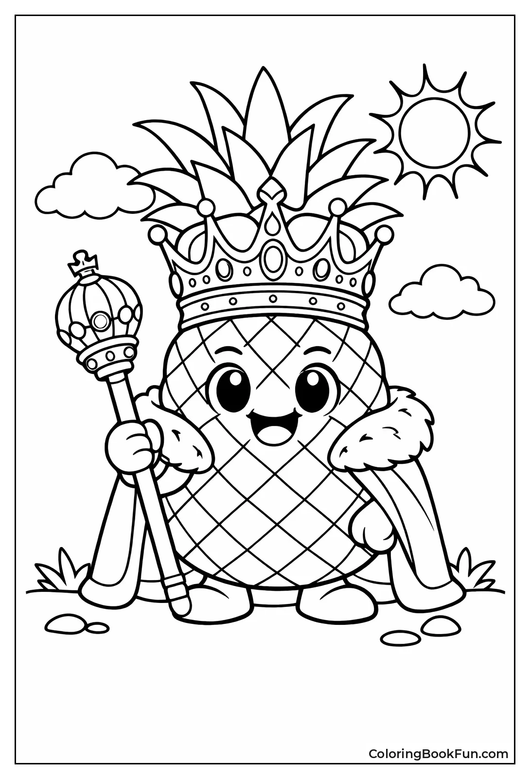 Pineapple Wearing Shiny Crown