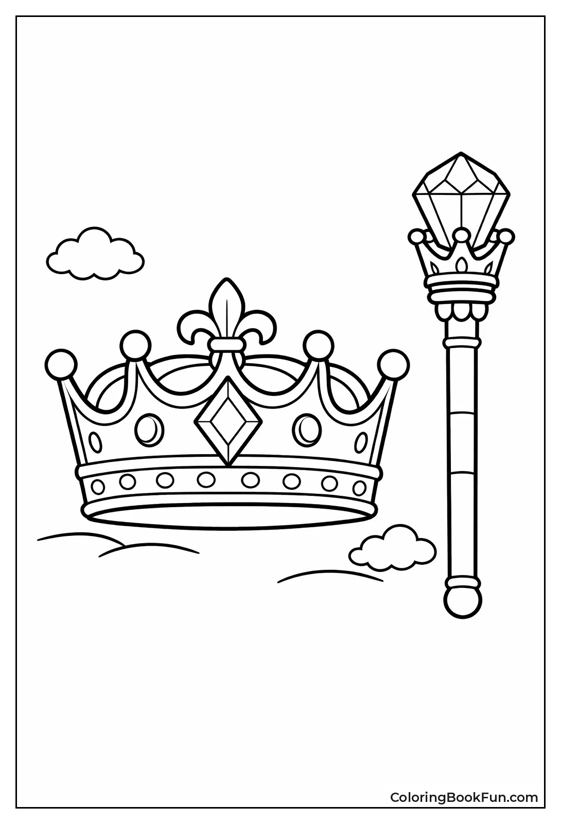 Crown Holding Jeweled Scepter