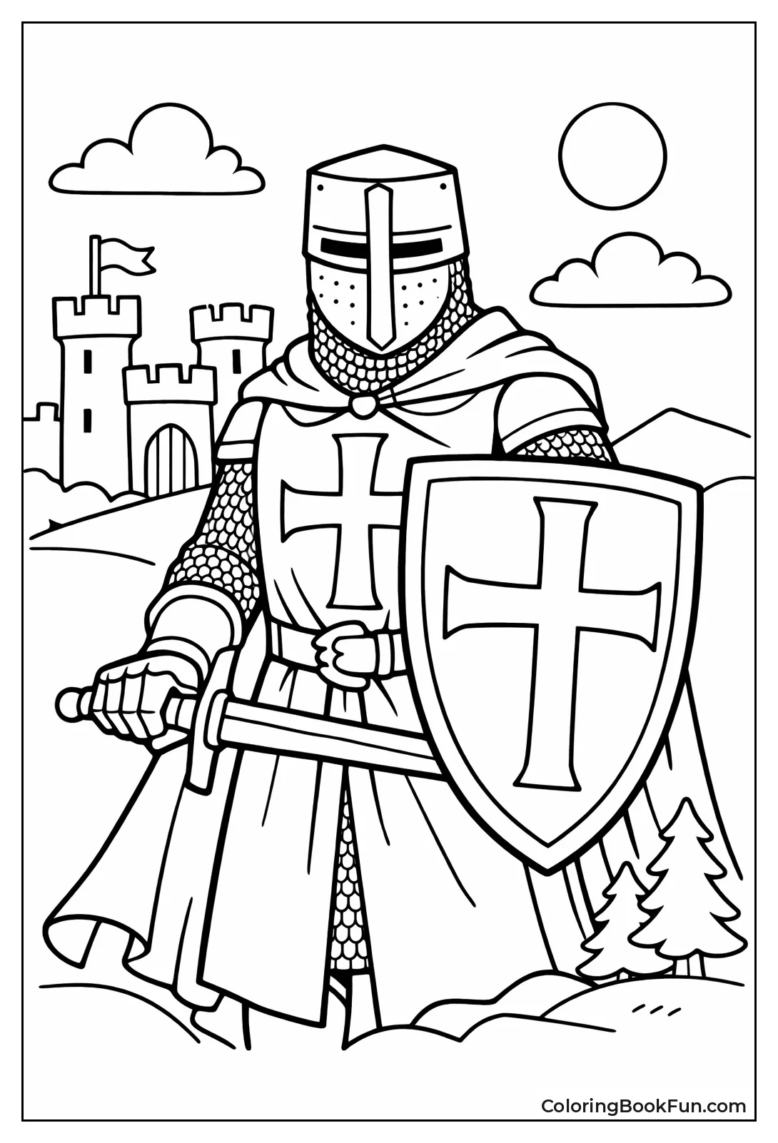 Crusader Knight Carries Cross