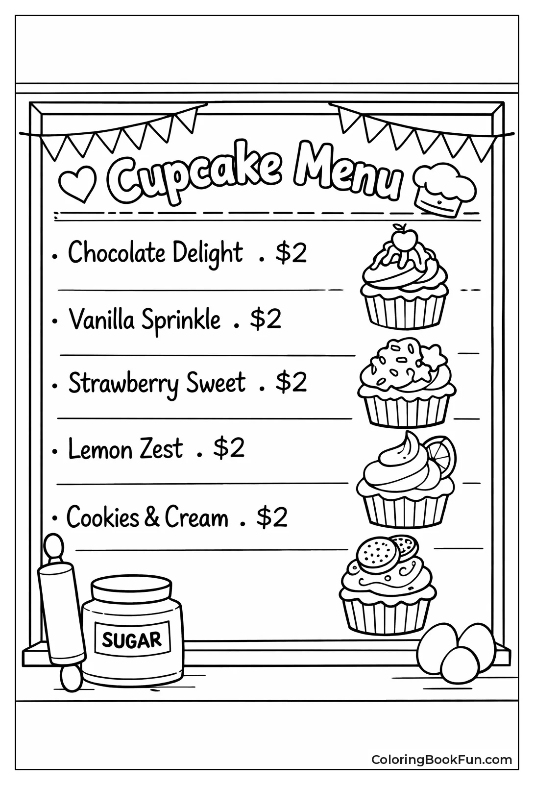 Menu Board with Cupcakes