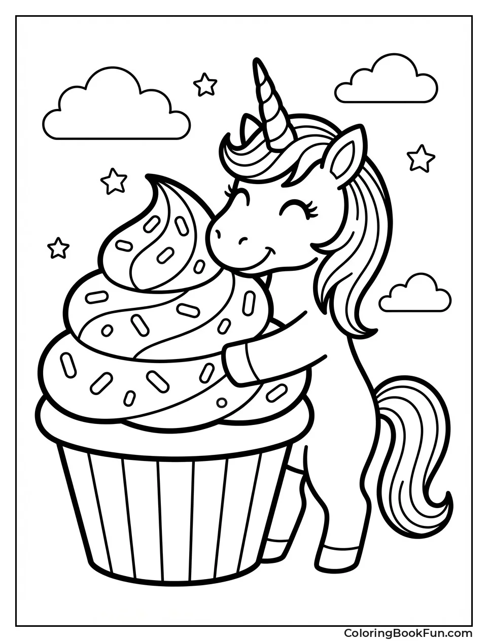 Unicorn Hugging Giant Cupcake