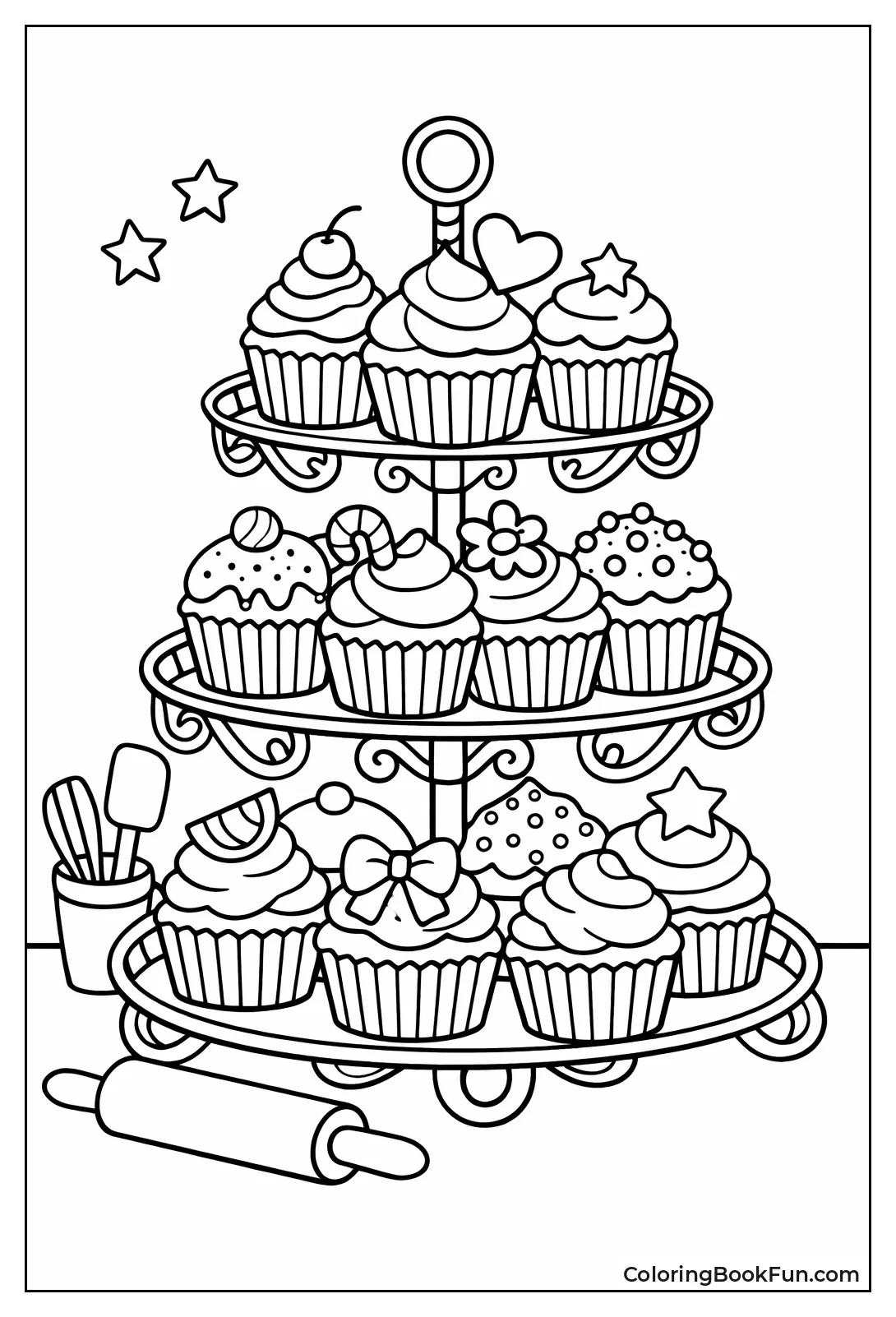 Tower of Assorted Cupcakes