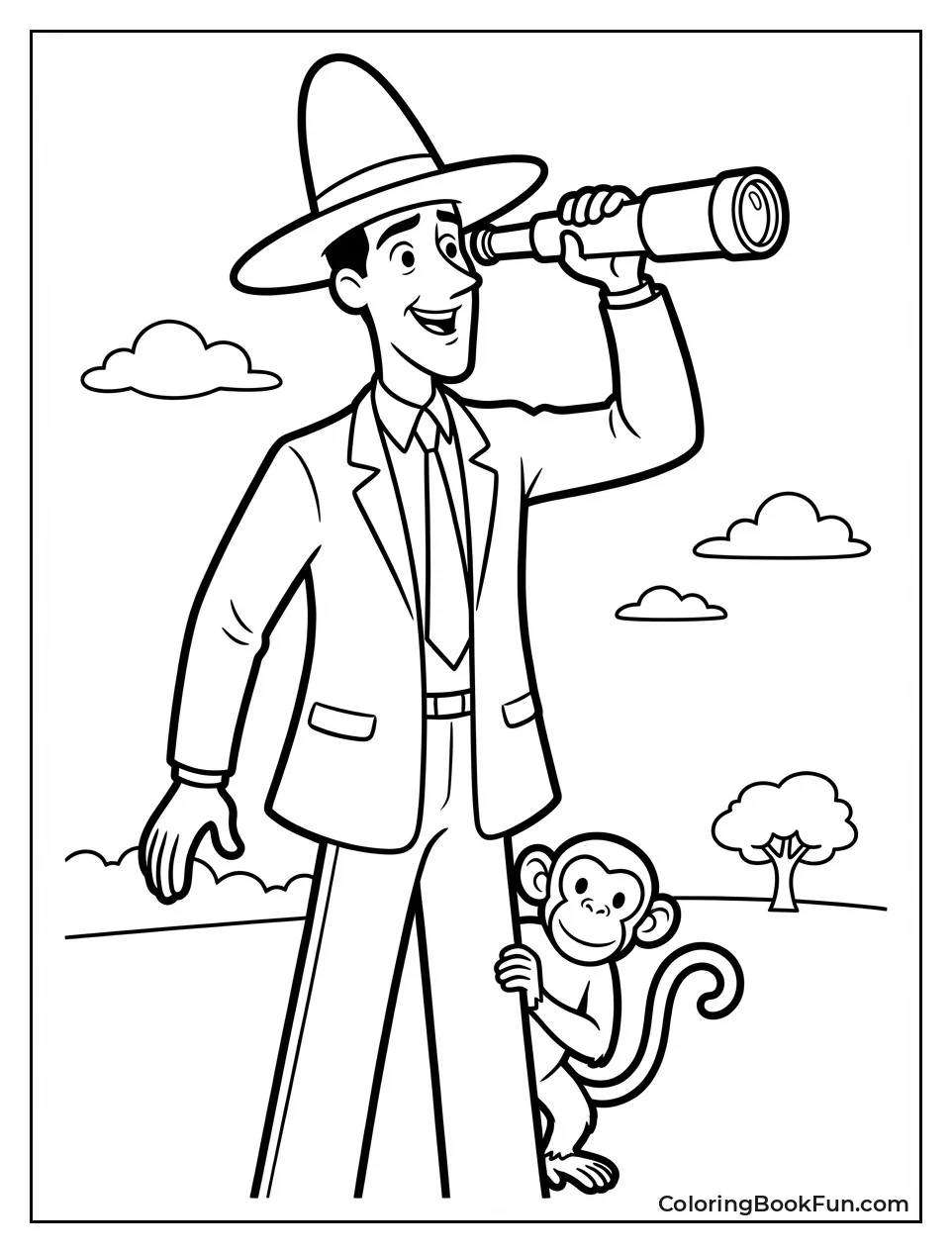 Man with Yellow Hat Holds Telescope