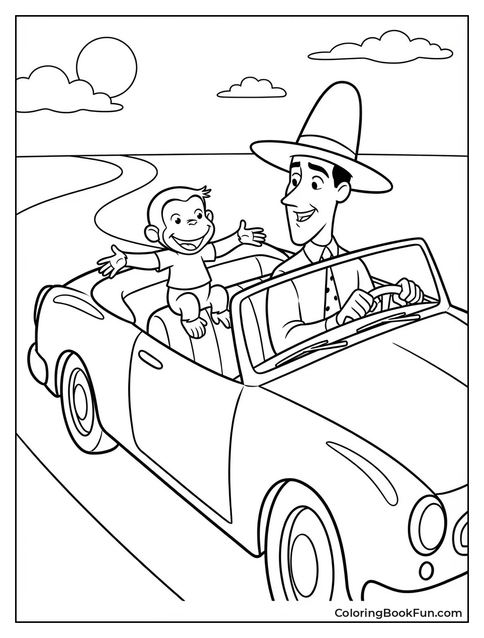 George Rides Blue Convertible