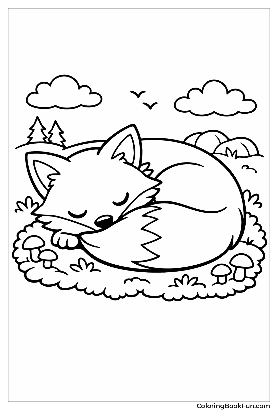 Curled Fox Sleeping Peacefully