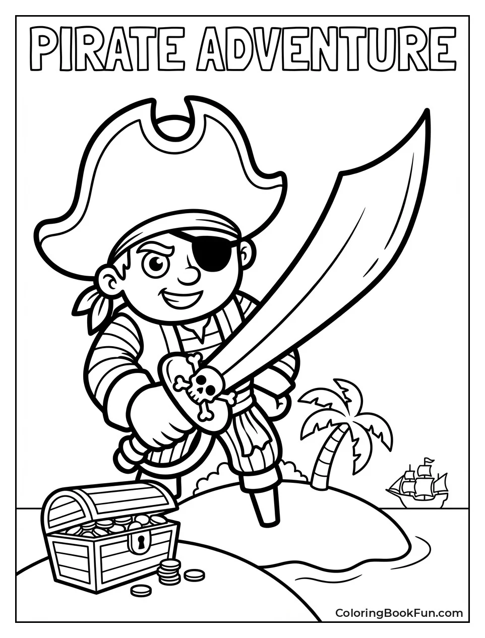 Curved Cutlass Sword with Skull Hilt