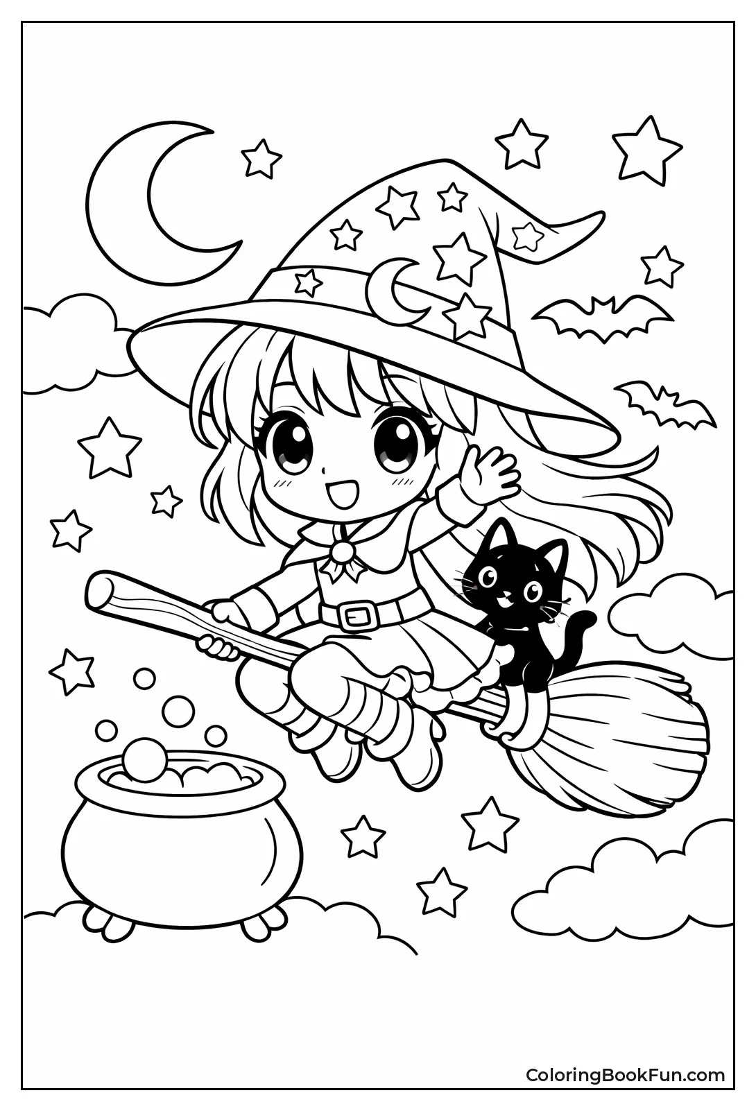 Anime Witch Flying Sky