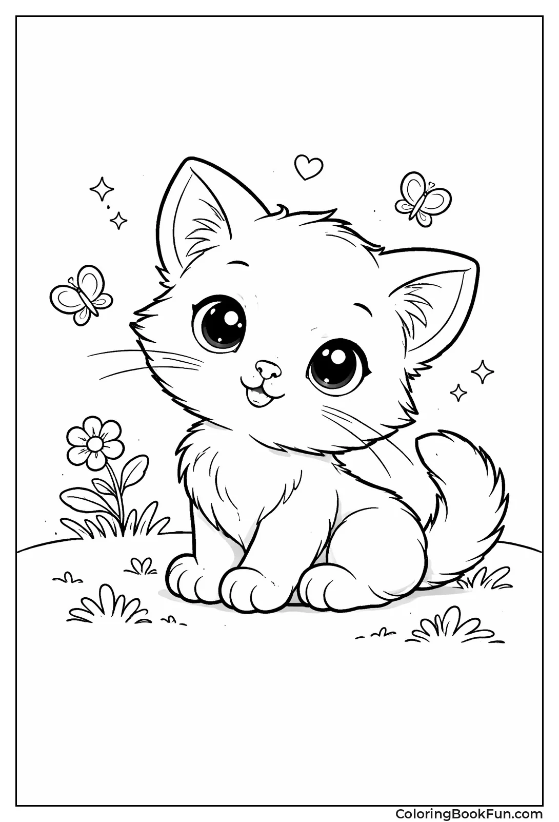 Playful Baby Kitten Sitting