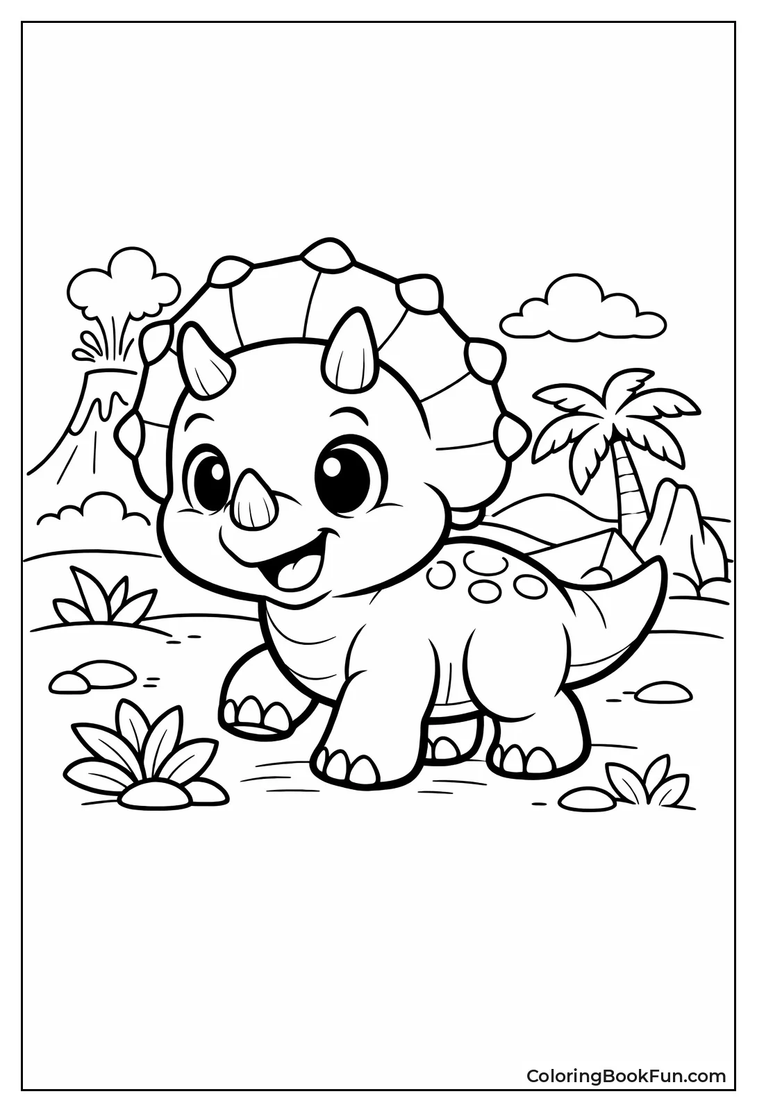 Cute Baby Triceratops Plays