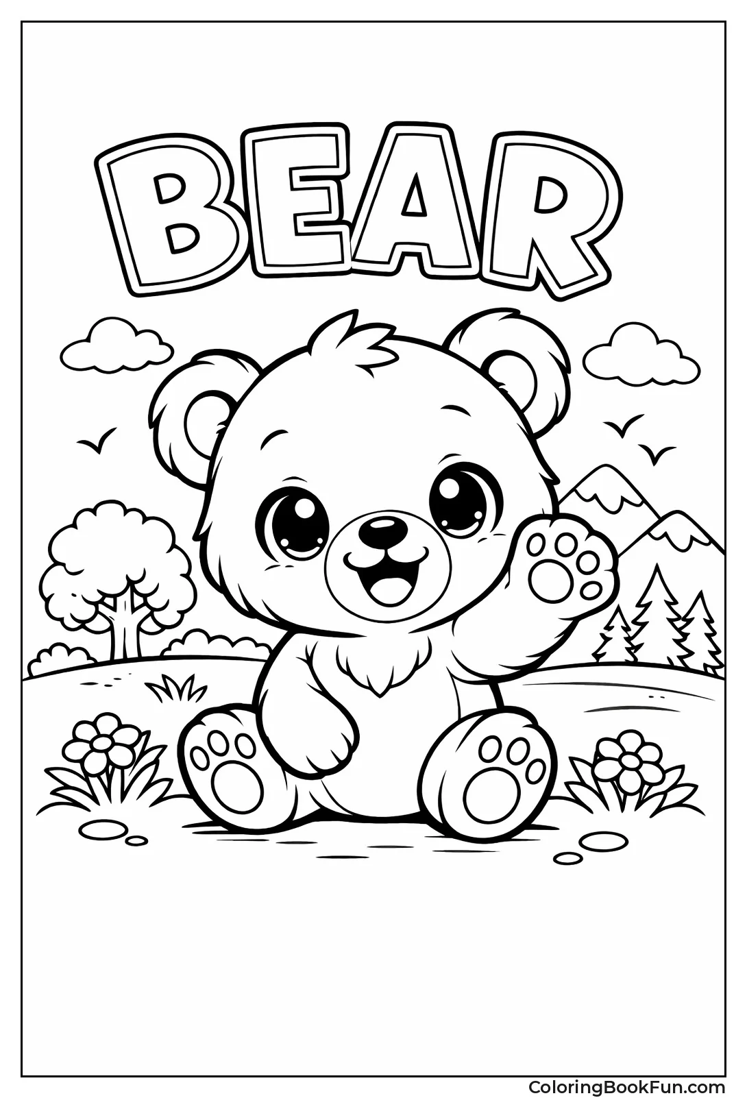 Cute Cartoon Bear Waving