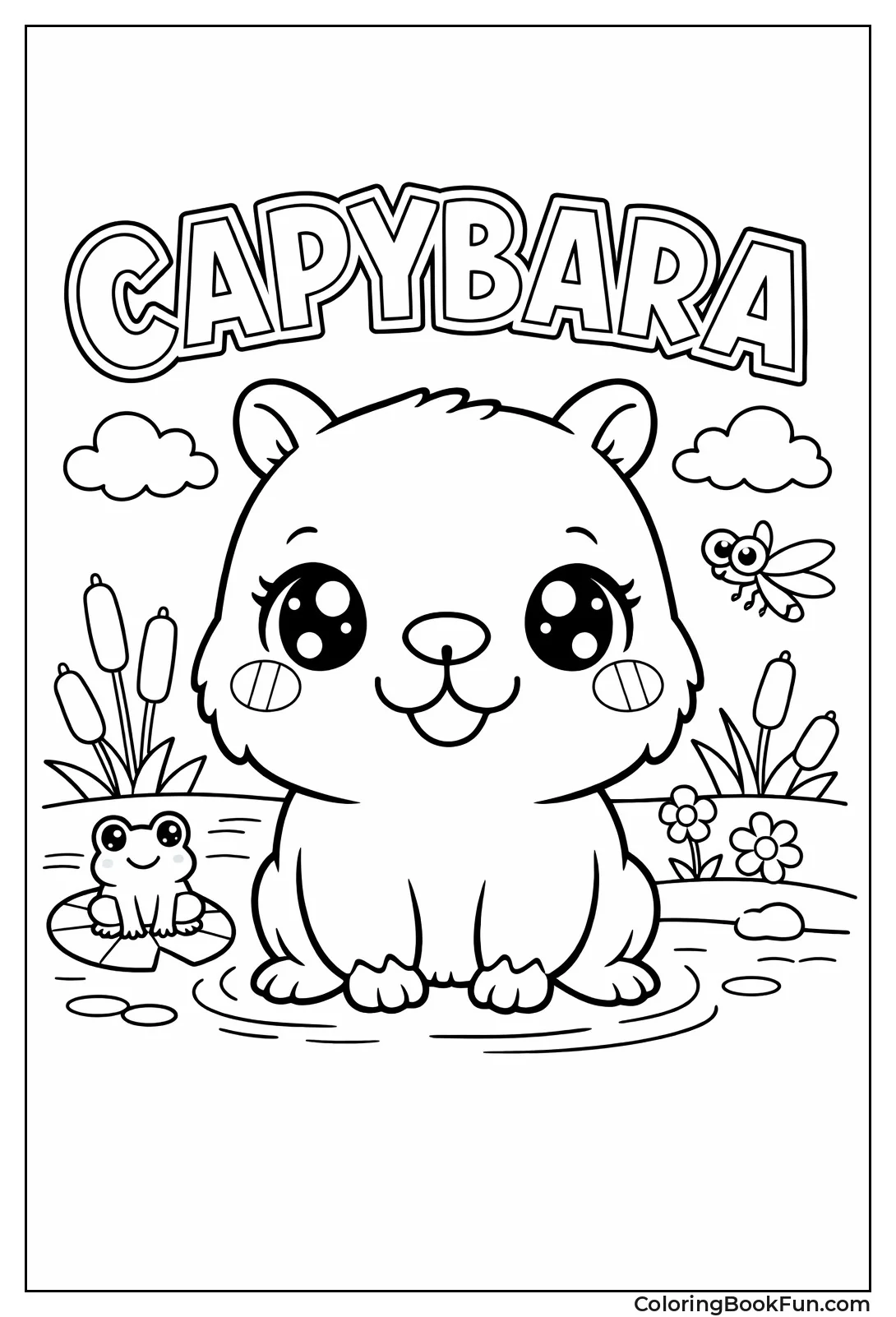 Cute Cartoon Capybara Smiling