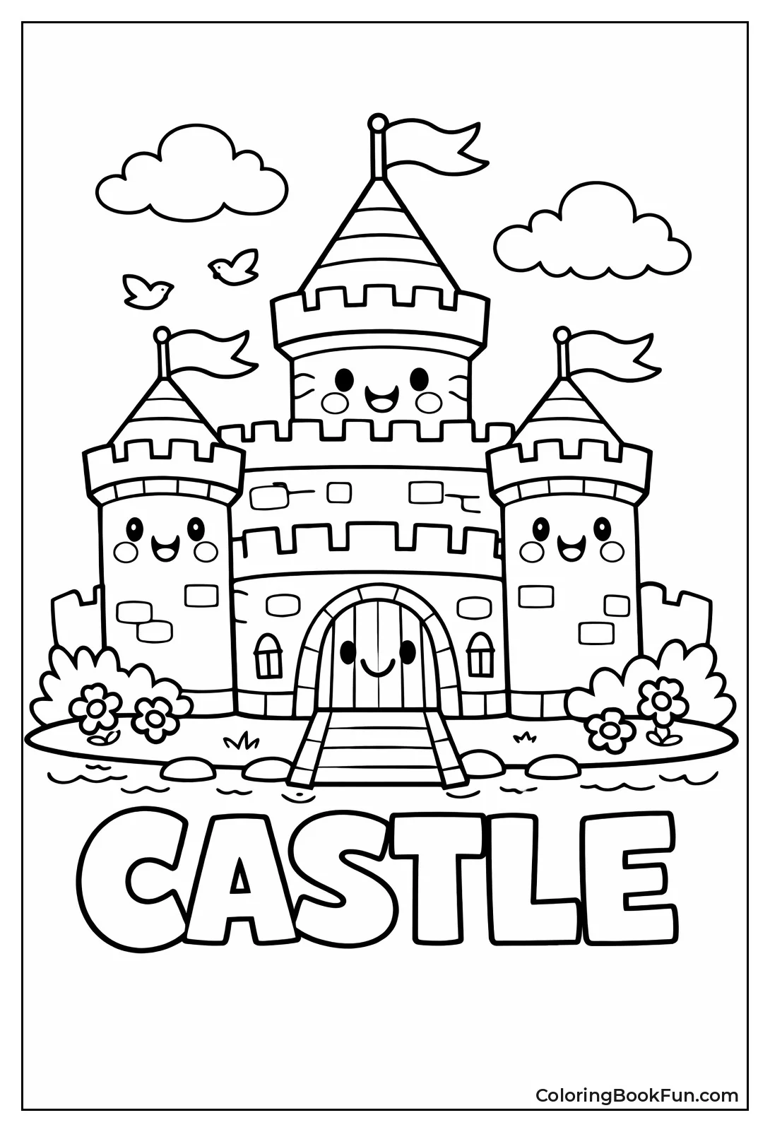 Cute Smiling Cartoon Castle