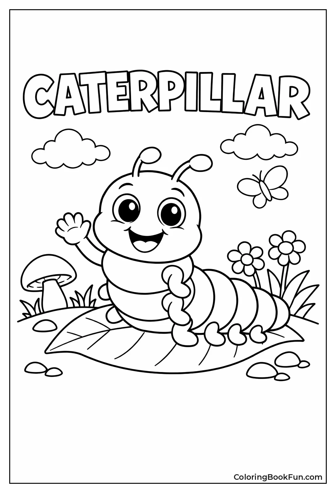 Friendly Caterpillar Waves Hello