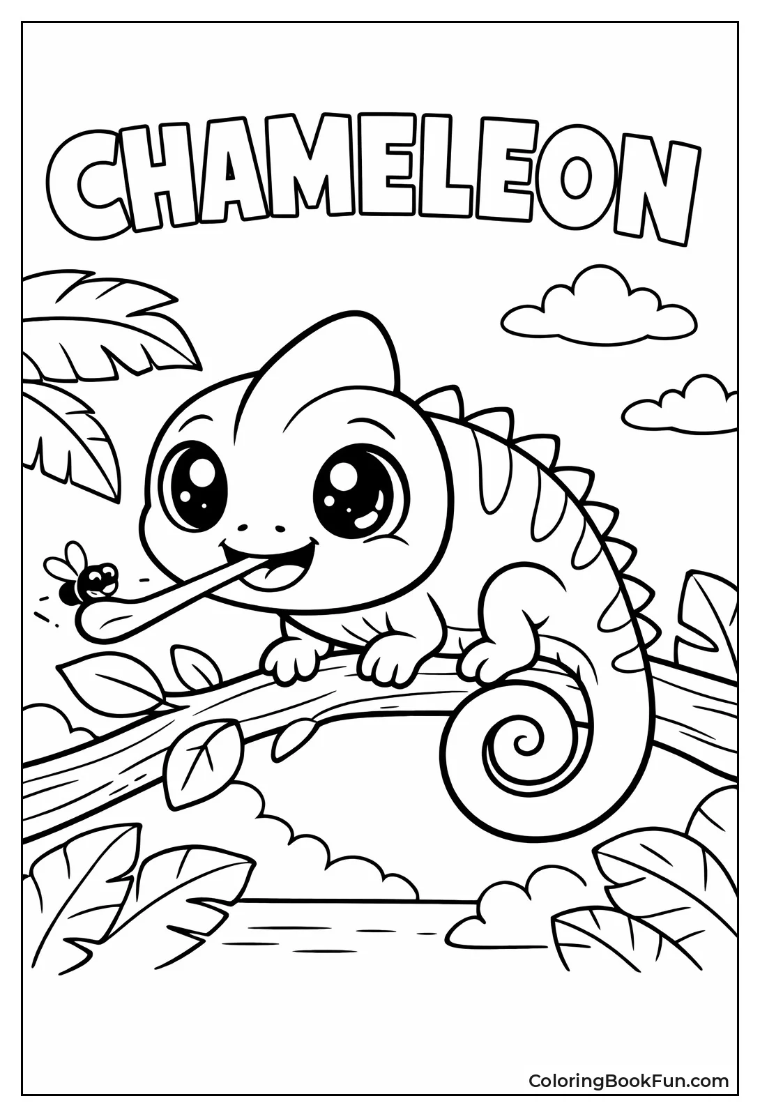 Cute Cartoon Chameleon Smiles