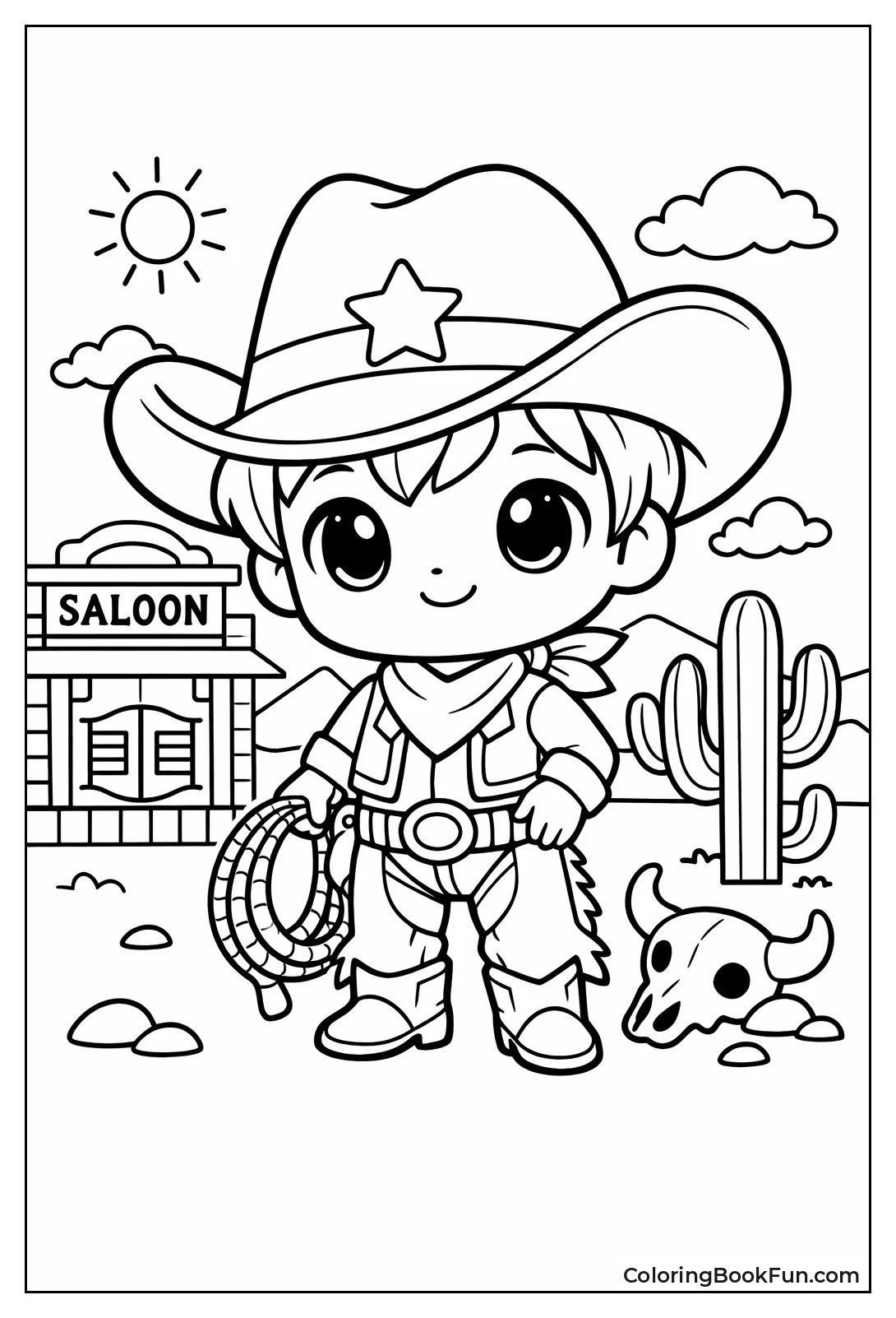Cute Cartoon Cowboy Standing