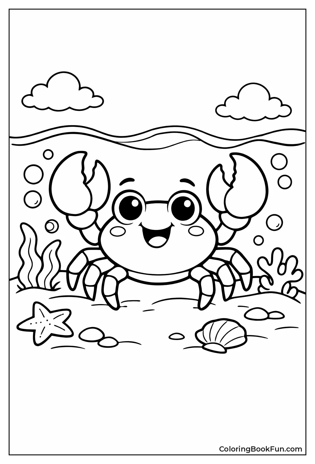 Smiling Cartoon Crab with Big Eyes