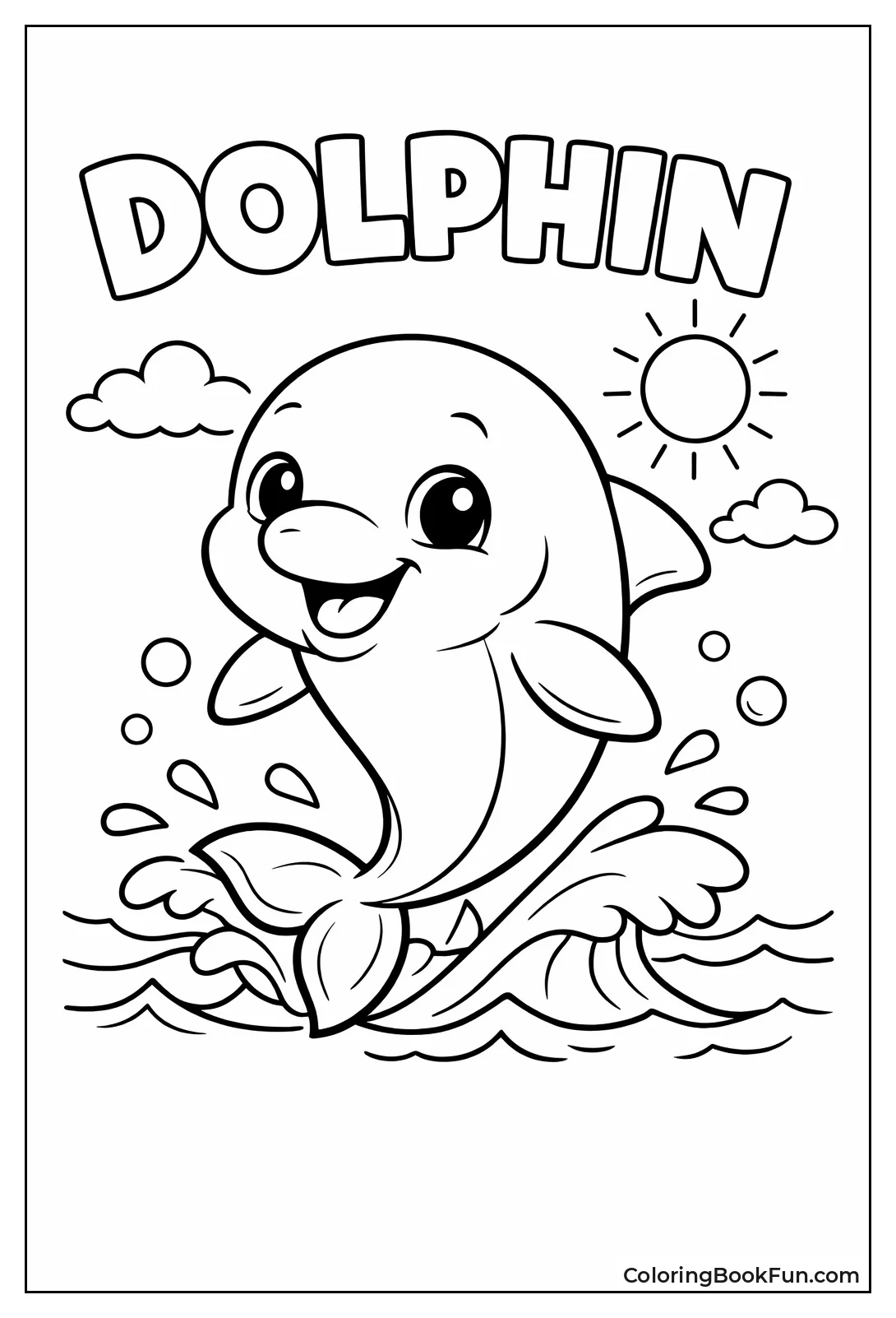 Cute Cartoon Dolphin Flipping Tail