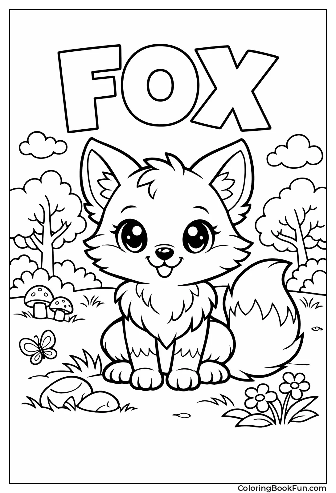 Cute Cartoon Fox Sitting