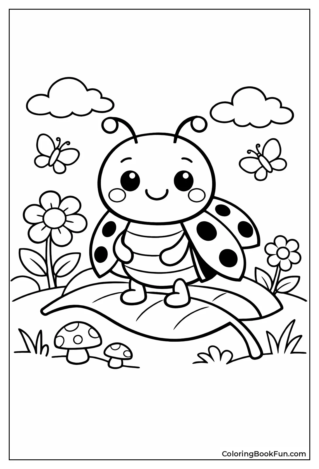 Smiling Cartoon Ladybug Standing Happily