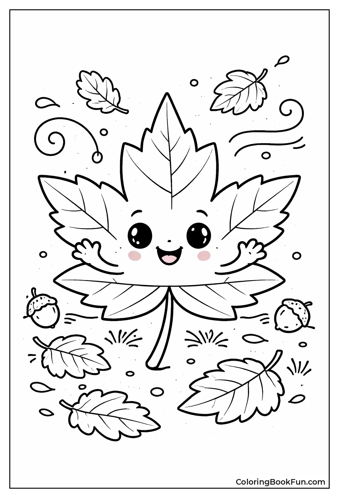 Cute Cartoon Smiling Leaf