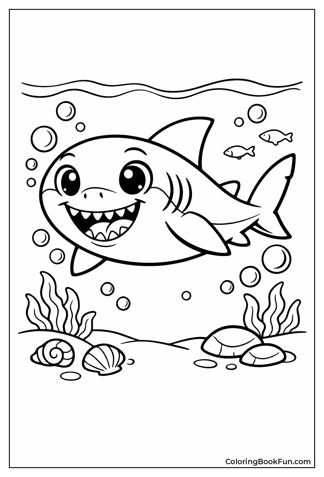 Cartoon Megalodon Plays Bubbles