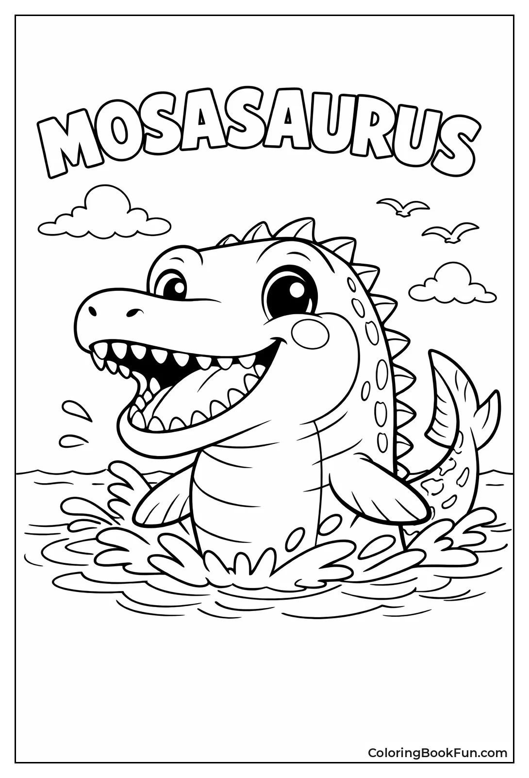 Cartoon Mosasaurus Plays Happily