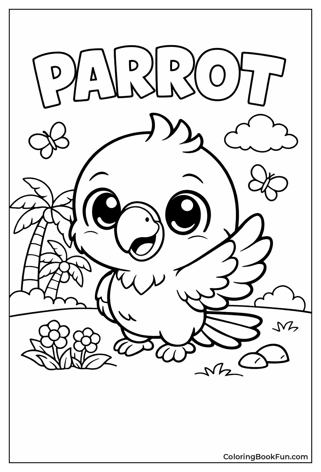 Cute Parrot Waving Happily