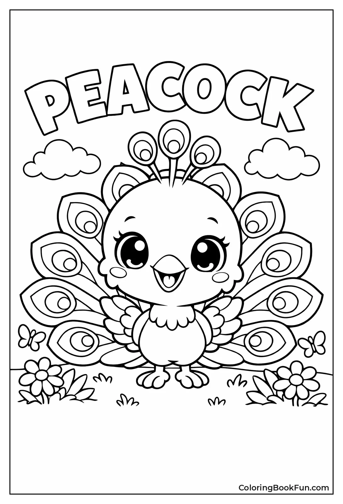 Cute Cartoon Peacock