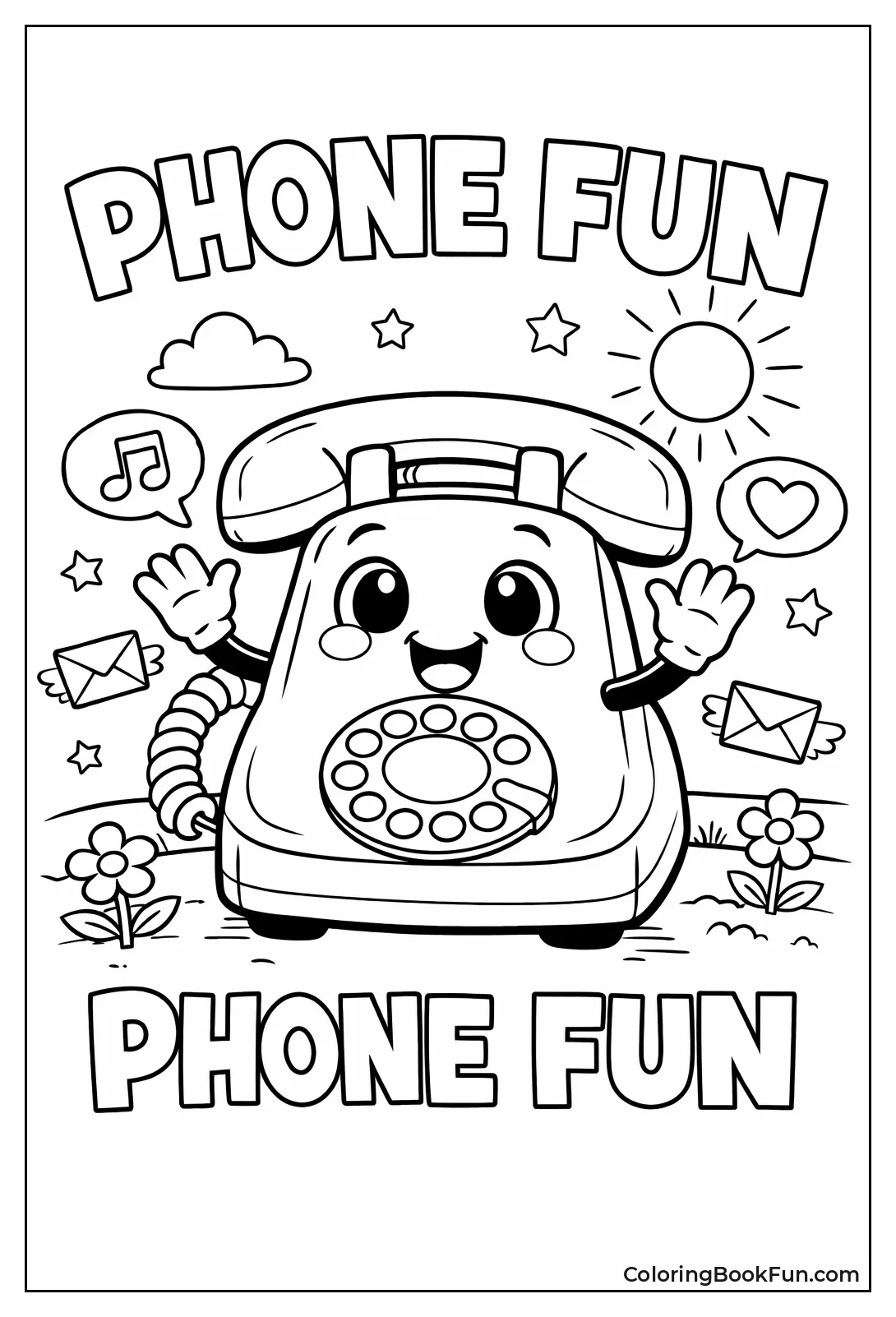 Cartoon Phone Waves Happily