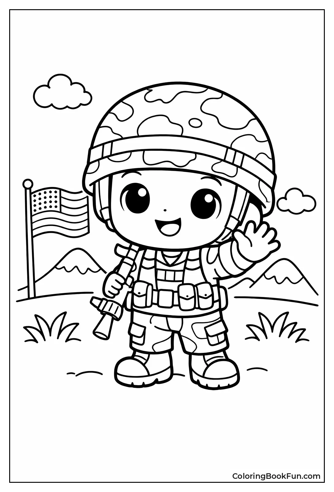 Cute Soldier Waves Happily