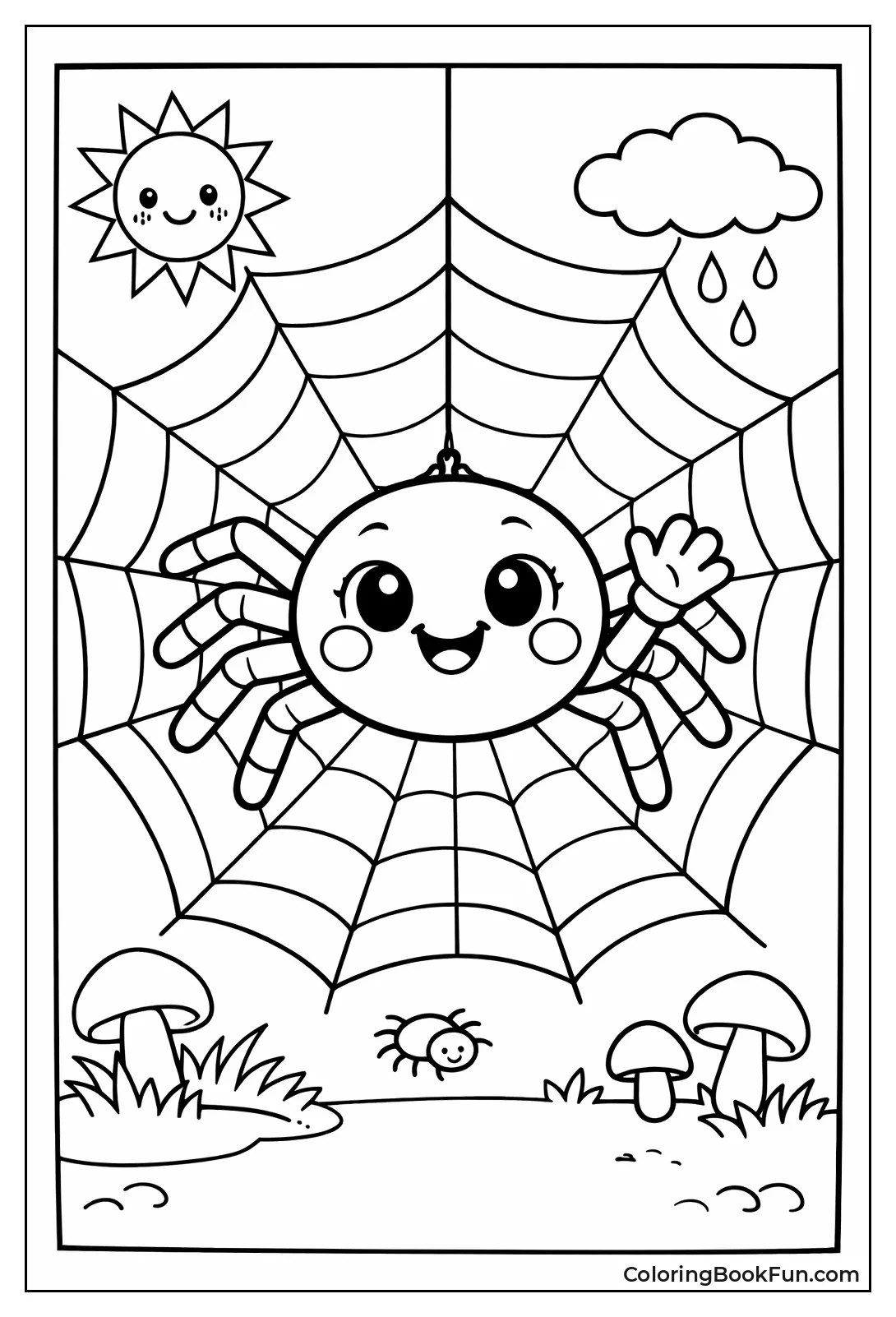 Friendly Cartoon Spider Waves Hello