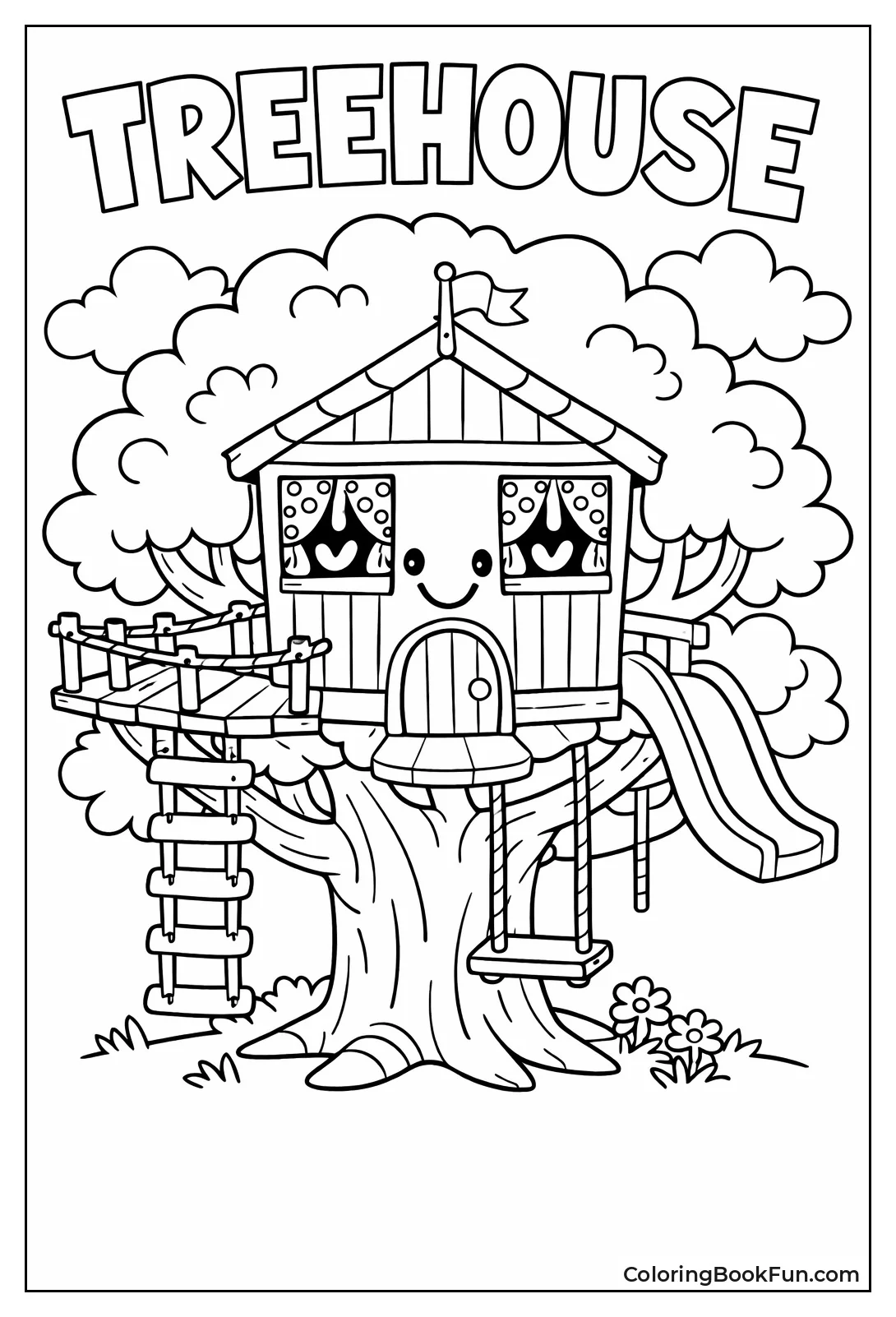 Cute Cartoon Treehouse Face
